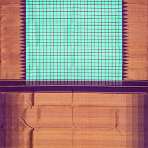 Aquamarine Handloom Kanchipuram Korvai Silk Saree With Checks-Aquamarine