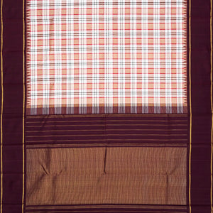 Multi Colour Handloom Kanchipuram Korvai Silk Saree With Checks-Multi colour
