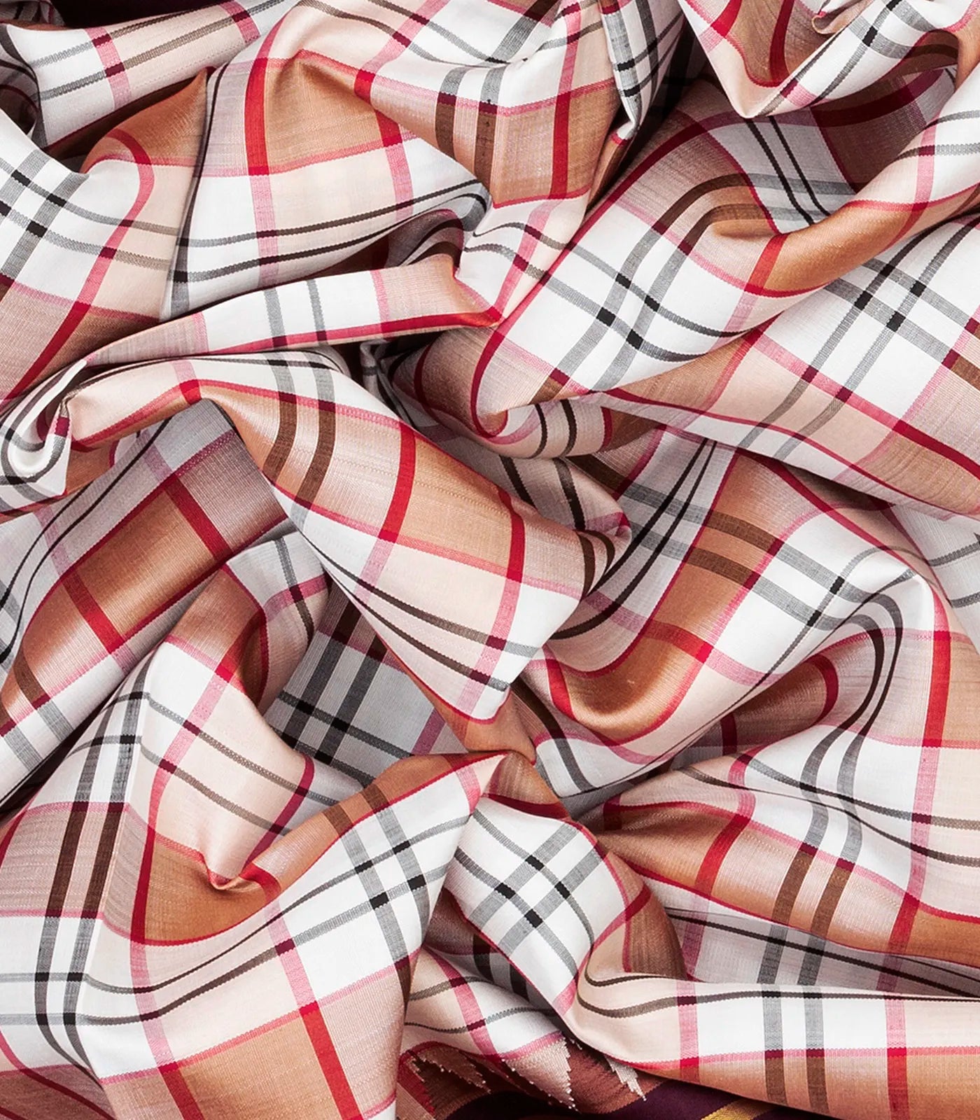 Multi Colour Handloom Kanchipuram Korvai Silk Saree With Checks-Multi colour