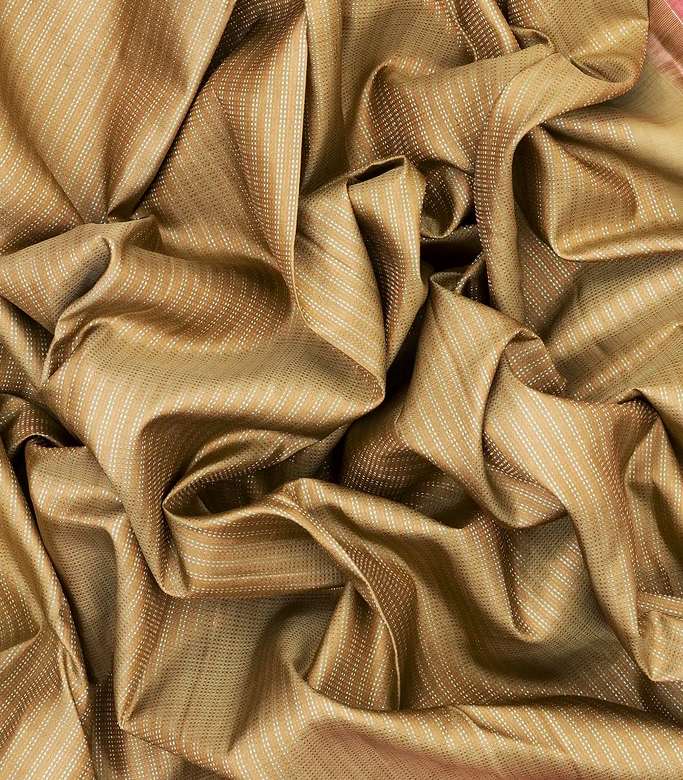 Sage Green Handloom Kanchipuram Korvai Silk Saree With Stripes-Sage Green