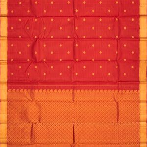 Red Handloom Kanchipuram Vairaoosi Silk Saree With Rudraksham Motifs-Red