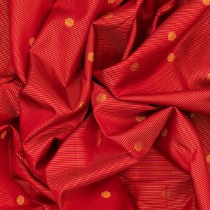 Red Handloom Kanchipuram Vairaoosi Silk Saree With Rudraksham Motifs-Red