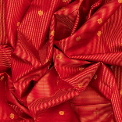 Red Handloom Kanchipuram Vairaoosi Silk Saree With Rudraksham Motifs-Red