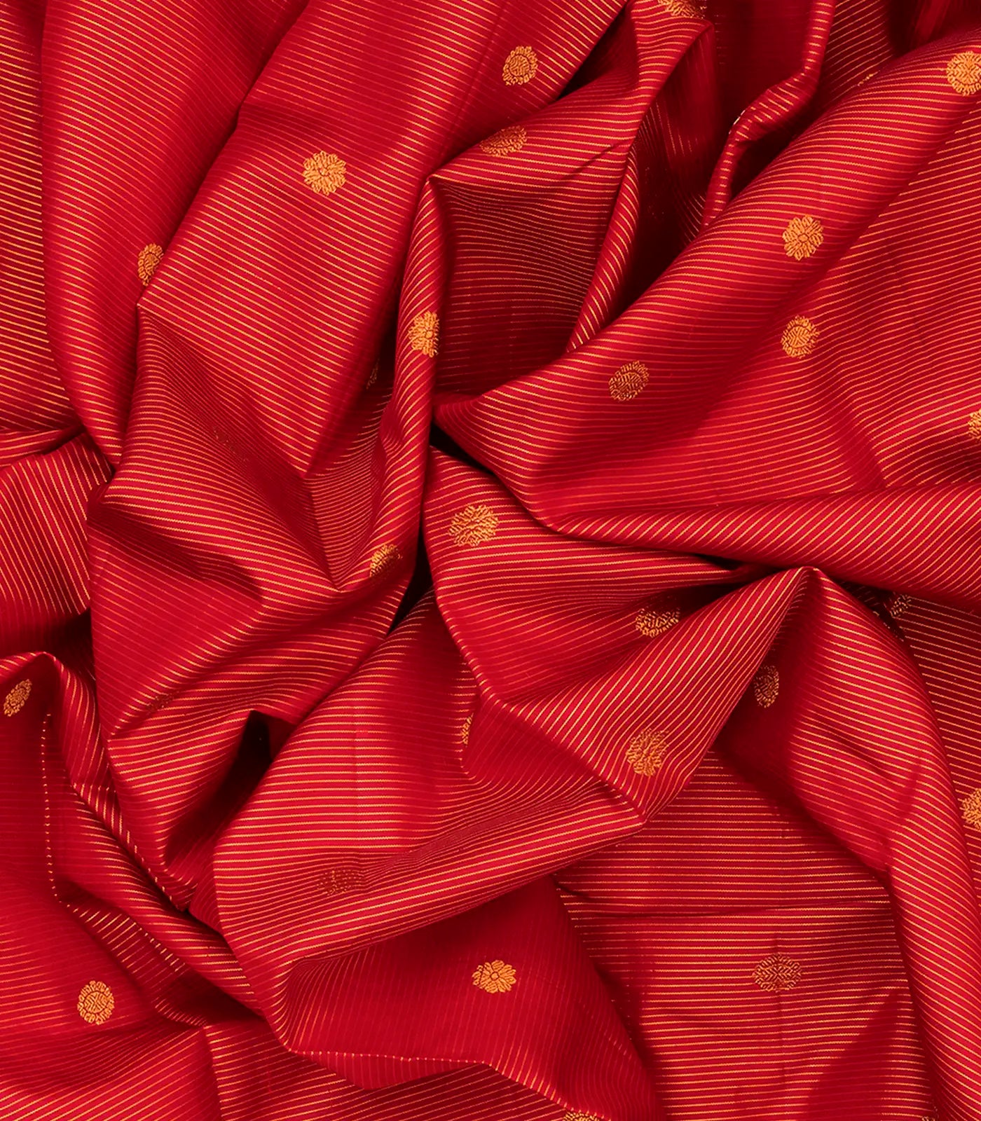 Red Handloom Kanchipuram Vairaoosi Silk Saree With Rudraksham Motifs-Red