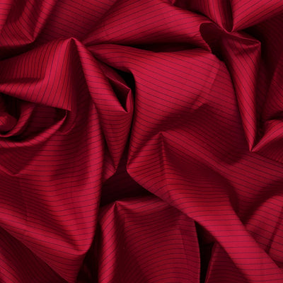 Crimson Handloom Kanchipuram Silk Saree With Stripes-Crimson