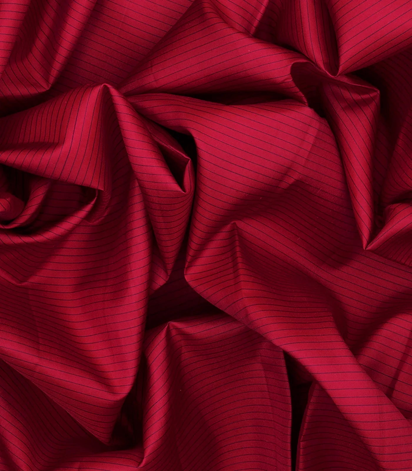 Crimson Handloom Kanchipuram Silk Saree With Stripes-Crimson