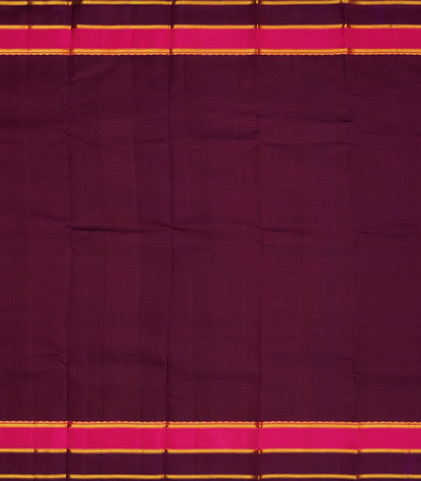 Crimson Handloom Kanchipuram Silk Saree With Stripes-Crimson
