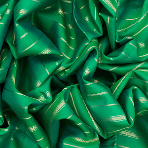 Green Kanchipuram Silk Saree With Beldari Stripes -Green