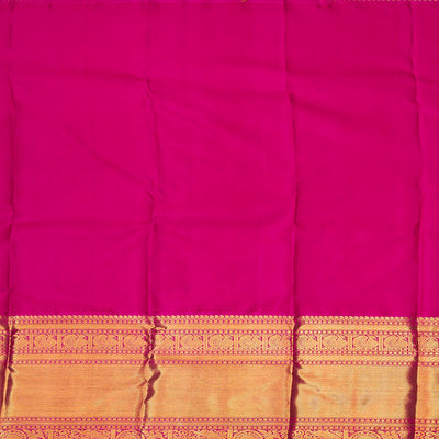 Turquoise Handloom Kanchipuram Korvai Silk Saree With Floral Vine Motifs-Turquoise