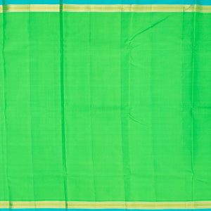 Turquoise Handloom Kanchipuram Silk Saree With Checks-Turquoise