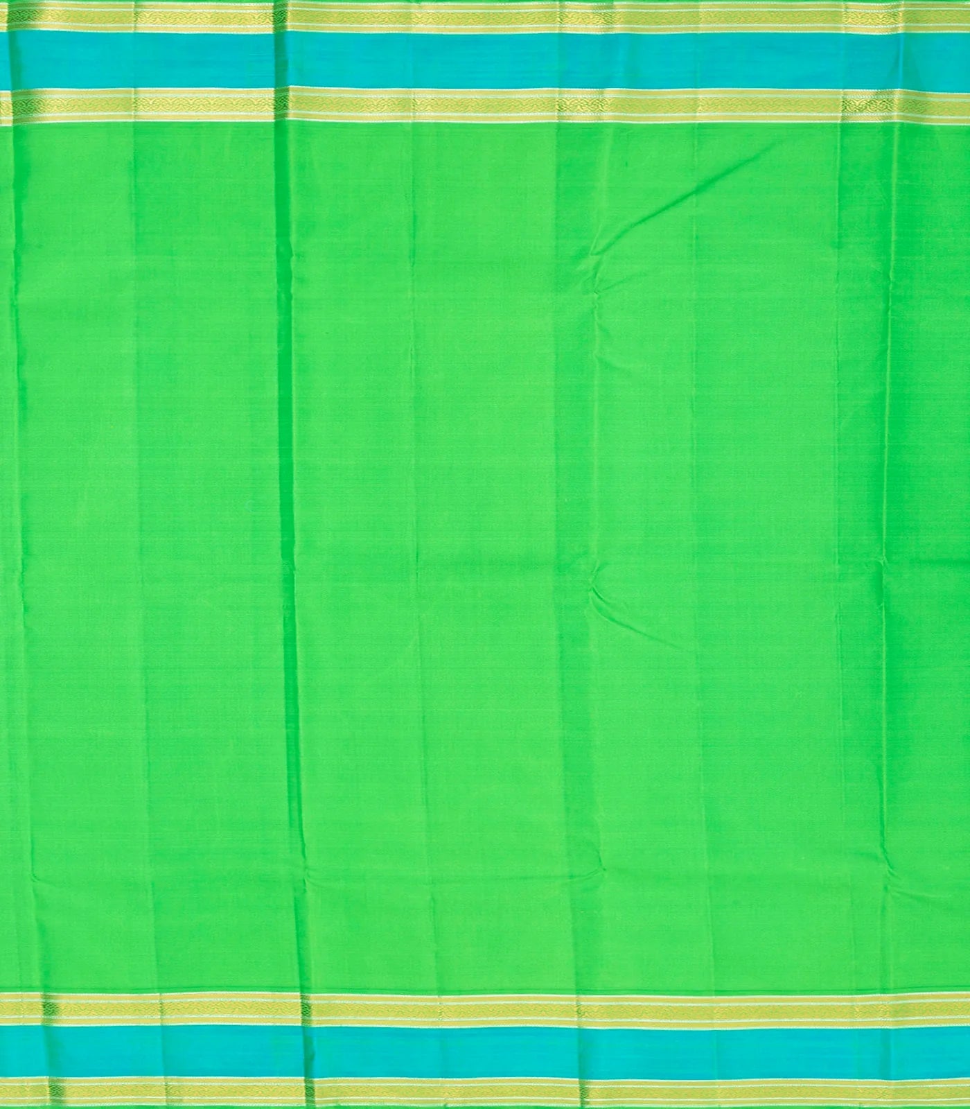 Turquoise Handloom Kanchipuram Silk Saree With Checks-Turquoise
