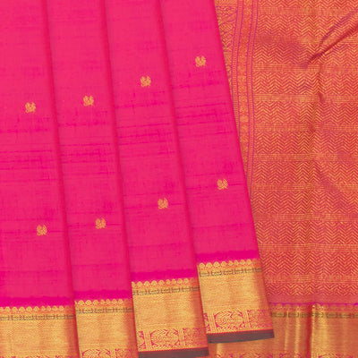 Pink Handloom Kanchipuram Silk Saree With Annam Motifs-Pink