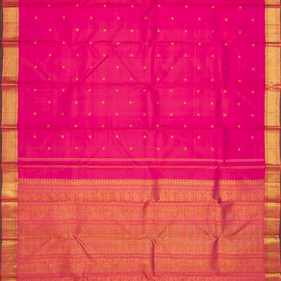 Pink Handloom Kanchipuram Silk Saree With Annam Motifs-Pink