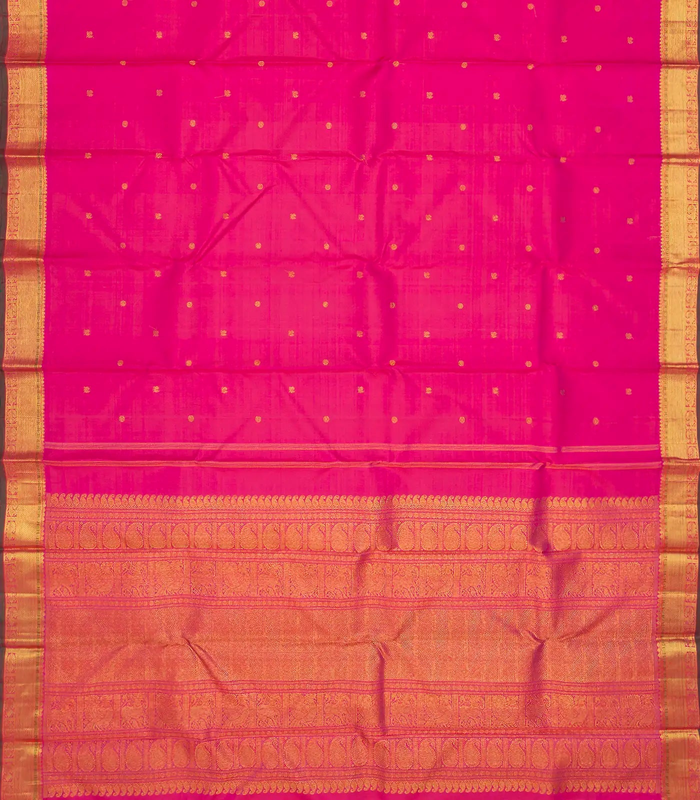 Pink Handloom Kanchipuram Silk Saree With Annam Motifs-Pink