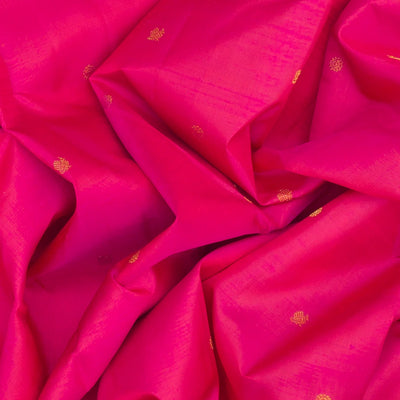 Pink Handloom Kanchipuram Silk Saree With Annam Motifs-Pink