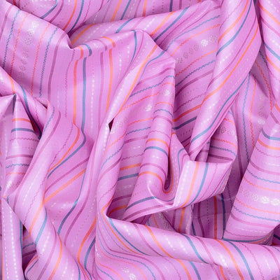 Lavender Handloom Kanchipuram Korvai Silk Saree With Stripes-Lavander