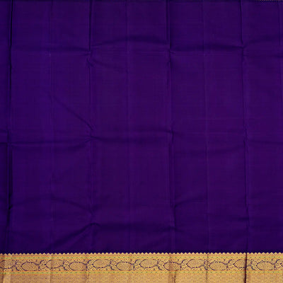 Lavender Handloom Kanchipuram Korvai Silk Saree With Stripes-Lavander
