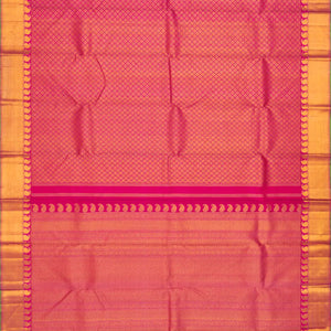 Pink Handloom Kanchipuram Silk Saree With Diamond Motifs-Pink
