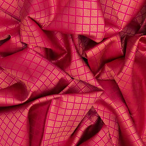 Pink Handloom Kanchipuram Silk Saree With Diamond Motifs-Pink