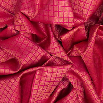 Pink Handloom Kanchipuram Silk Saree With Diamond Motifs-Pink