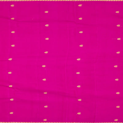 Hot Pink Handloom Kanchipuram Silk Saree With Zari Stripes-Hot Pink