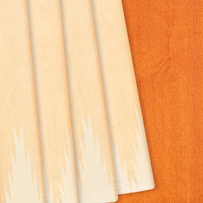 Cream Handloom Kanchipuram Korvai Silk Saree With Temple Border-Cream