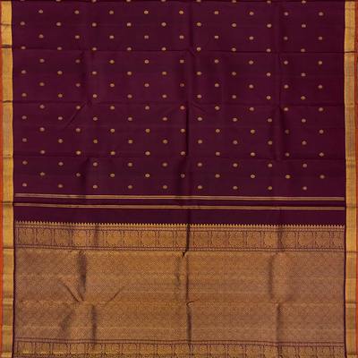 Maroon Handloom Kanchipuram Silk Saree With Kamalam Butta-Maroon