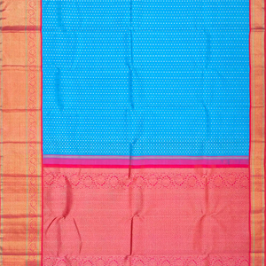 Sky Blue Handloom Kanchipuram Silk Saree With Diamond Motifs-Sky Blue