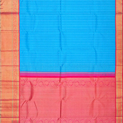 Sky Blue Handloom Kanchipuram Silk Saree With Diamond Motifs-Sky Blue