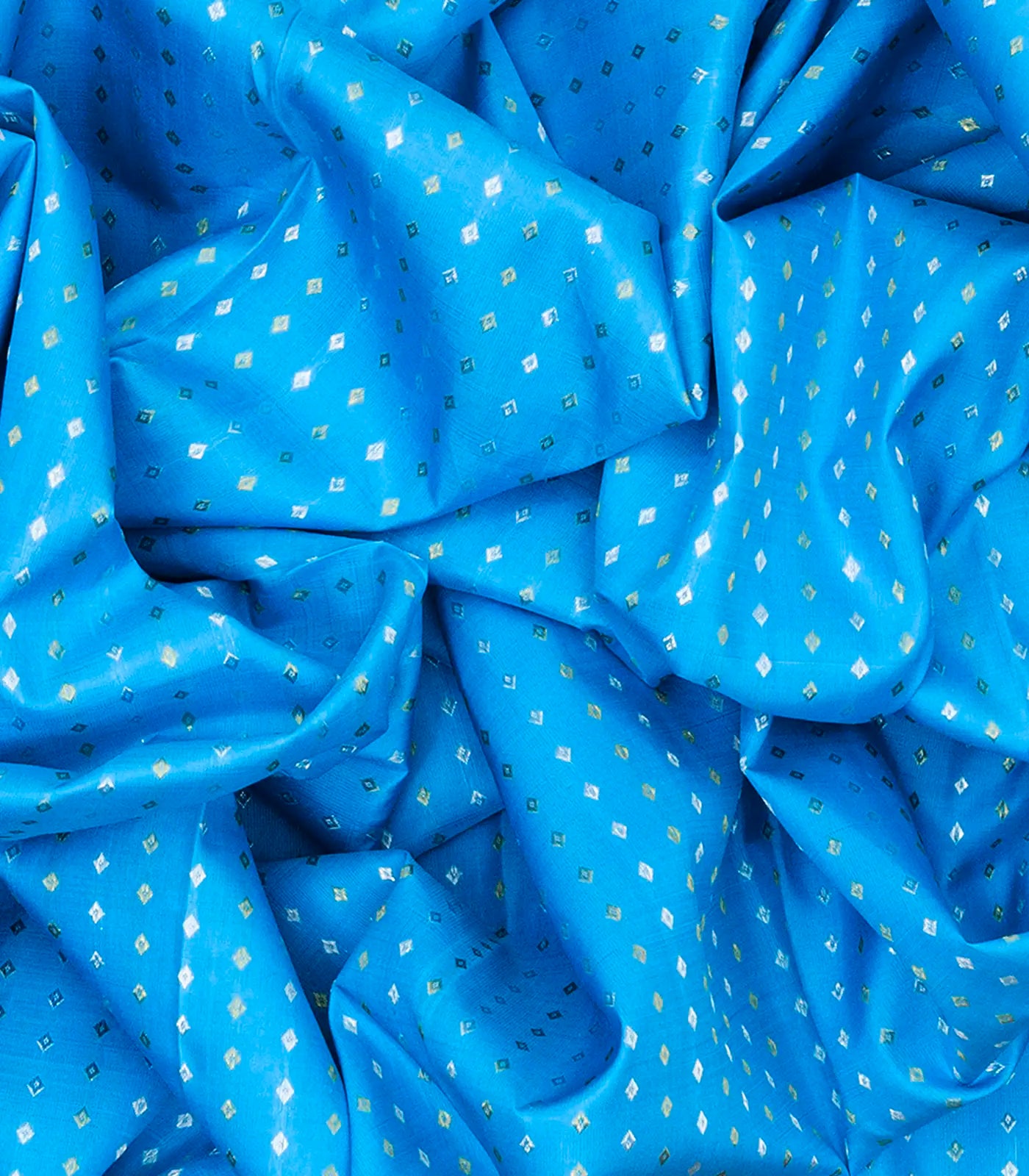 Sky Blue Handloom Kanchipuram Silk Saree With Diamond Motifs-Sky Blue