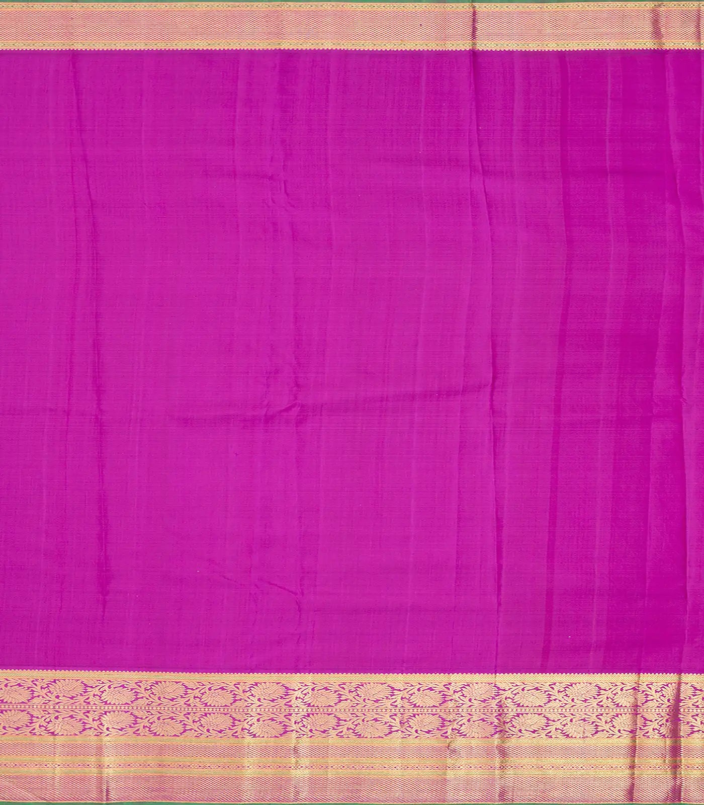 Neon Green Handloom Kanchipuram Korvai Silk Saree With Floral Motifs-Neon Green