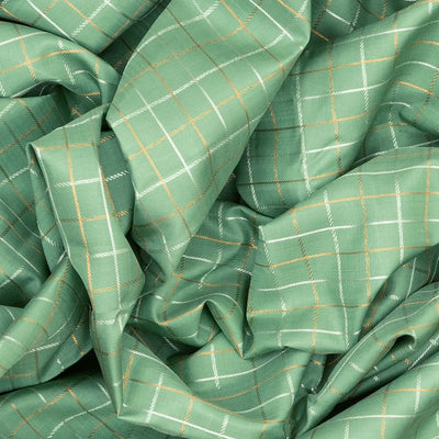 Mint Green Handloom Kanchipuram Silk Saree With Dual Checks-Mint Green