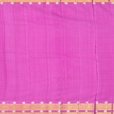 Green Handloom Kanchipuram Silk Saree With Zari Stripes -Green