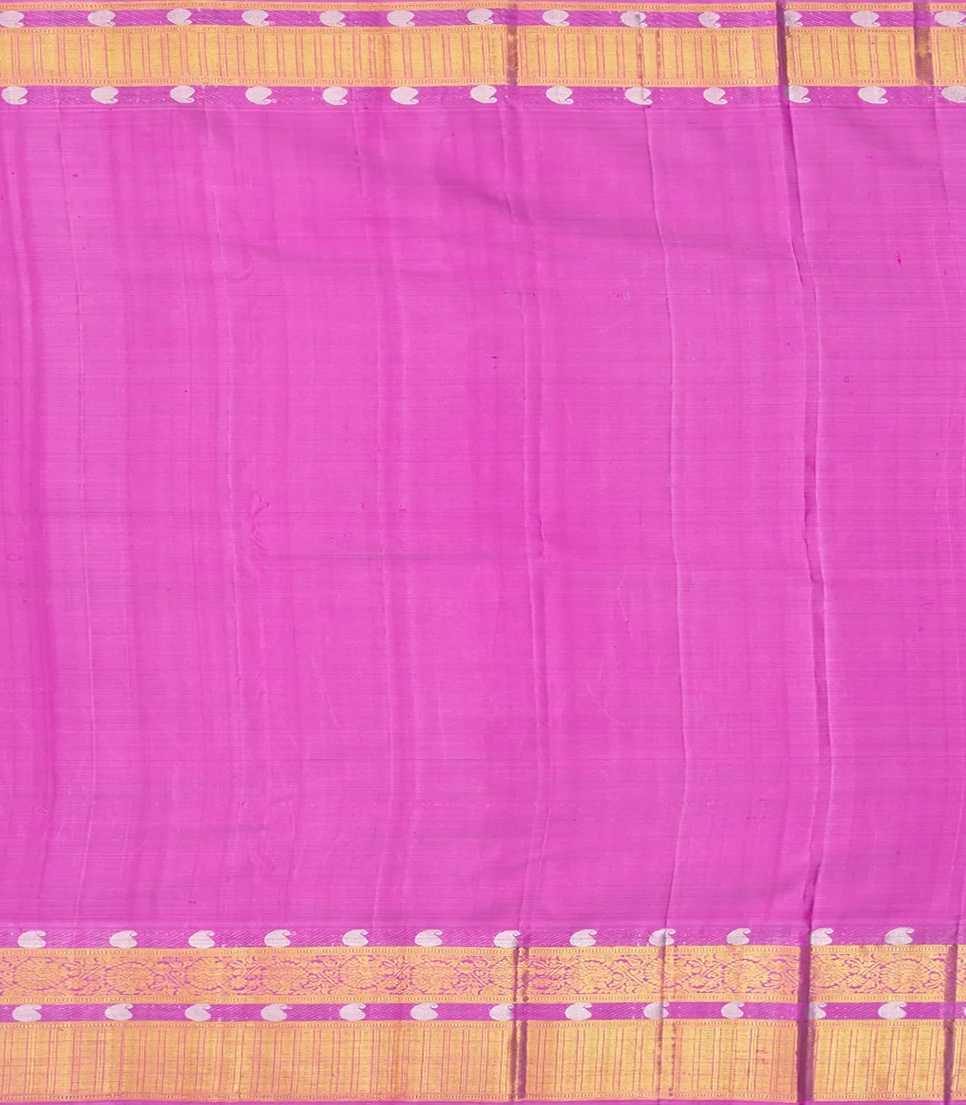 Green Handloom Kanchipuram Silk Saree With Zari Stripes -Green