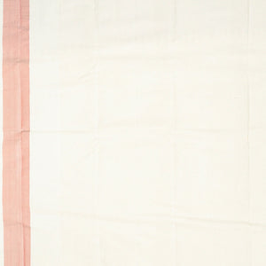 Off White Handloom Kanchipuram Rising Border Korvai Silk Saree -Off White