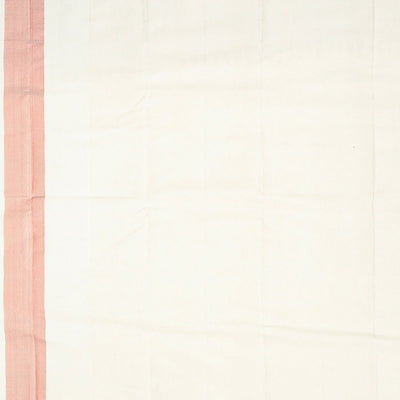 Off White Handloom Kanchipuram Rising Border Korvai Silk Saree -Off White