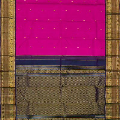 Pink Handloom Kanchipuram Korvai Silk Saree With  Floral Motifs -Pink