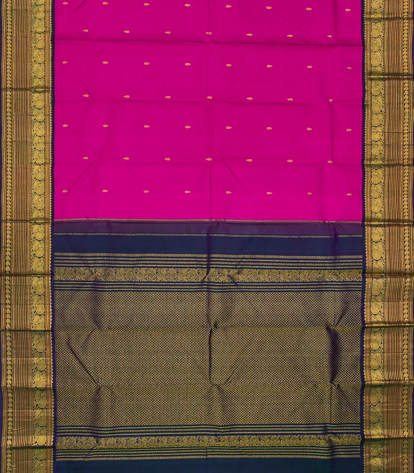 Pink Handloom Kanchipuram Korvai Silk Saree With  Floral Motifs -Pink
