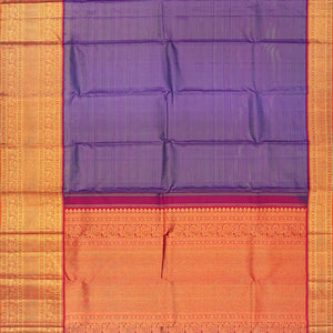 Purple Handloom Kanchipuram Vairaoosi Korvai Silk Saree -Purple