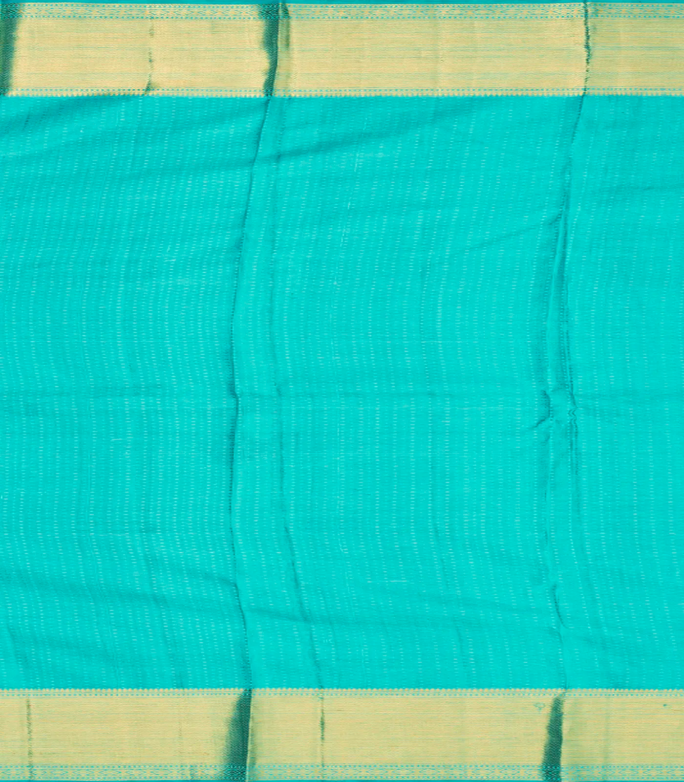 Turquoise Handloom Kanchipuram Silk Saree With Floral Motifs-Turquoise