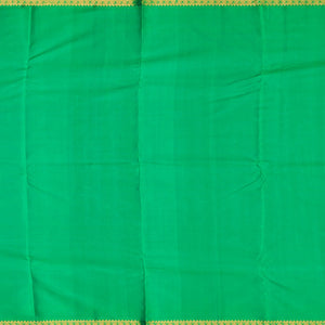 Green Handloom Kanchipuram Silk Saree With Floral Motifs-Green
