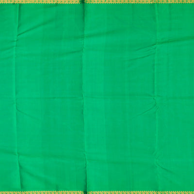 Green Handloom Kanchipuram Silk Saree With Floral Motifs-Green