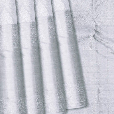 Steel Grey Handloom Kanchipuram Silk Saree With Brocaded Floral Motifs -Grey