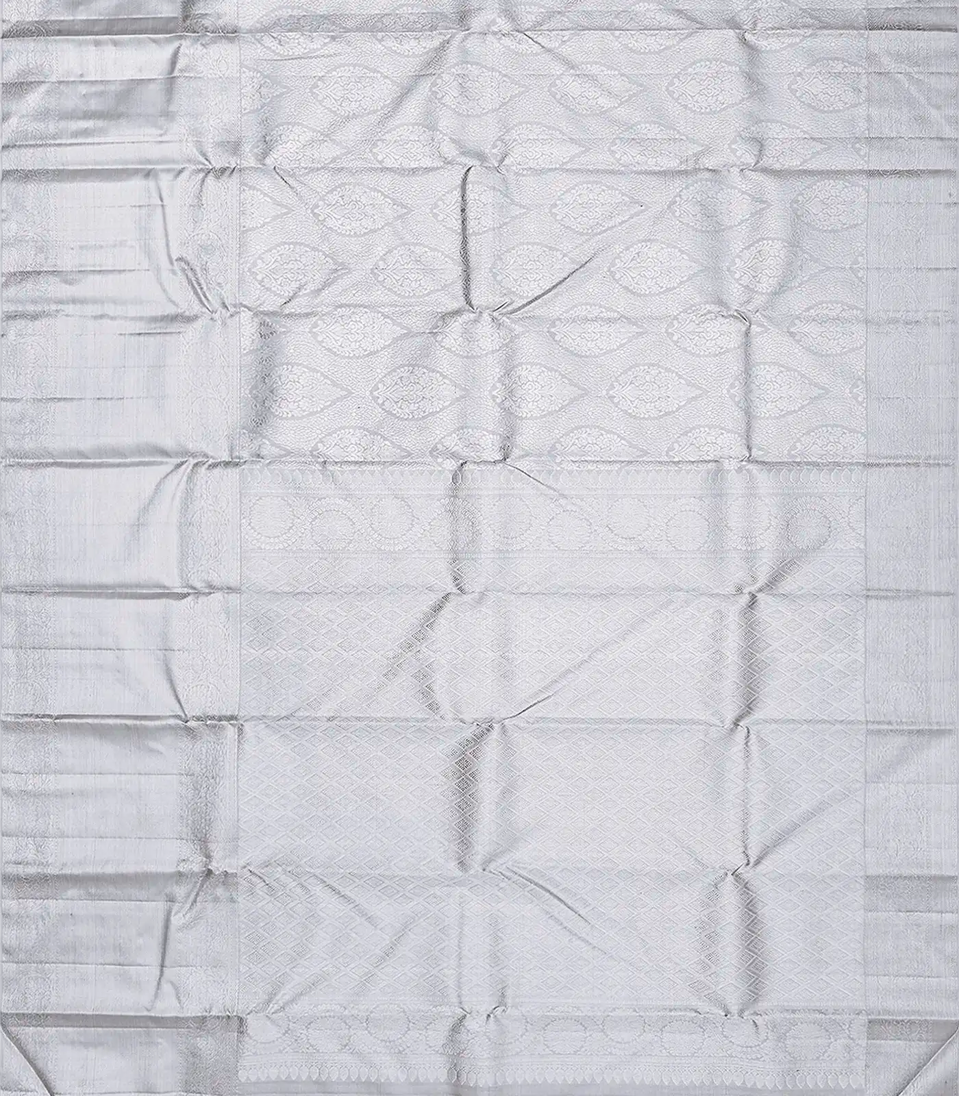 Steel Grey Handloom Kanchipuram Silk Saree With Brocaded Floral Motifs -Grey