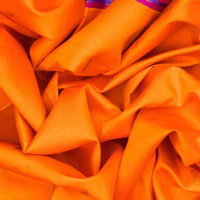 Mango Yellow Handloom Kanchipuram Korvai Silk Saree With Mango Motifs-Mango Yellow