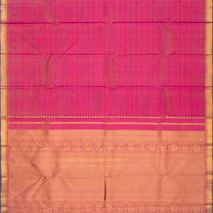 Pink Handloom Kanchipuram Silk Saree With Beldari Stripes-Pink
