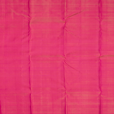 Pink Handloom Kanchipuram Silk Saree With Beldari Stripes-Pink