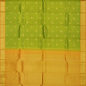 Green Handloom Kanchipuram Silk Saree With Rudraksham Motifs-Green
