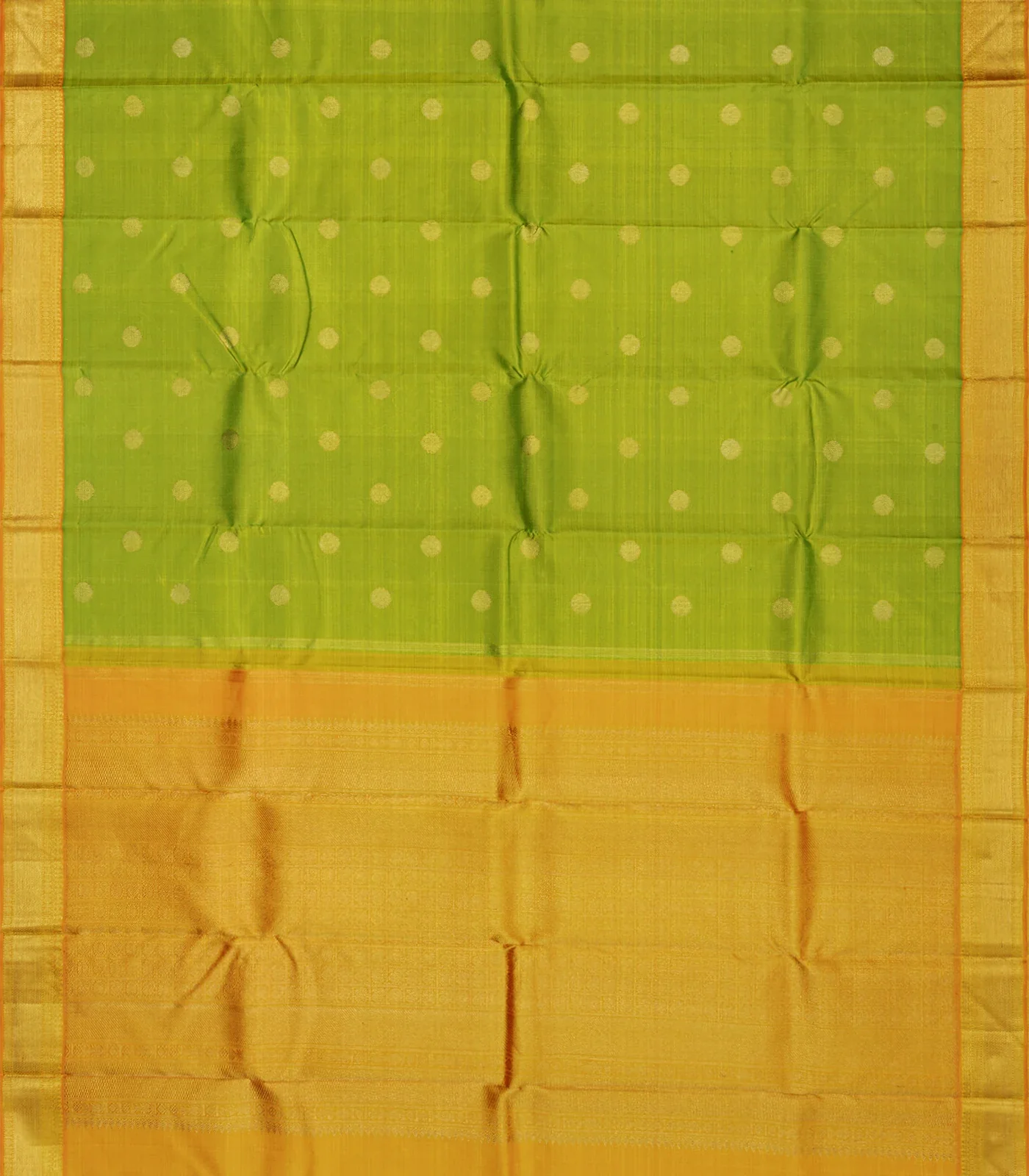 Green Handloom Kanchipuram Silk Saree With Rudraksham Motifs-Green