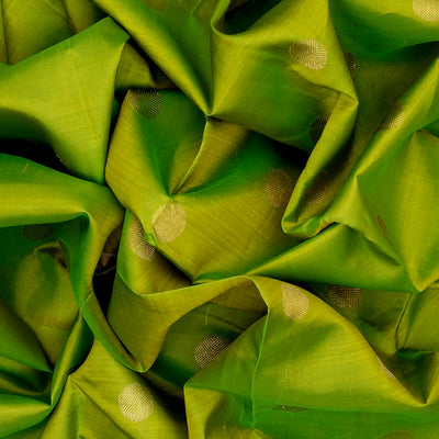 Green Handloom Kanchipuram Silk Saree With Rudraksham Motifs-Green